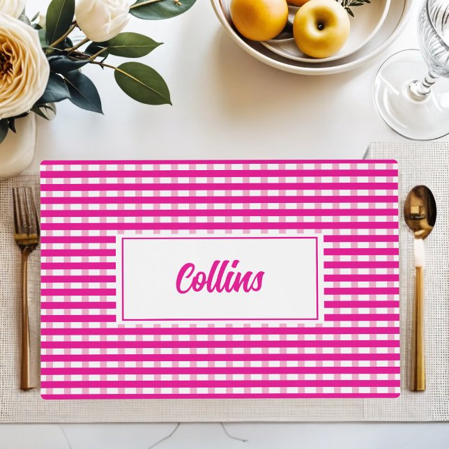 Pink Gingham Kitchen Birthday Party Personalized Placemat (Creator Uploaded)