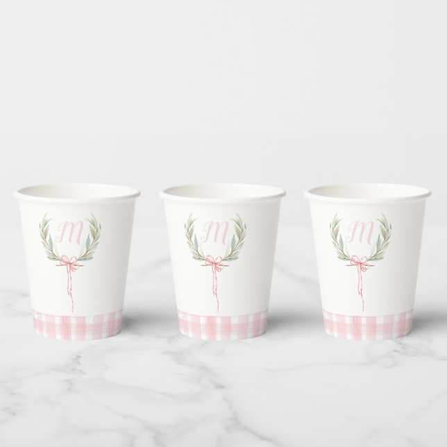 Pink Gingham Laurel Crest Cups (Multi)