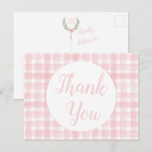 Pink Gingham Laurel Crest postcards