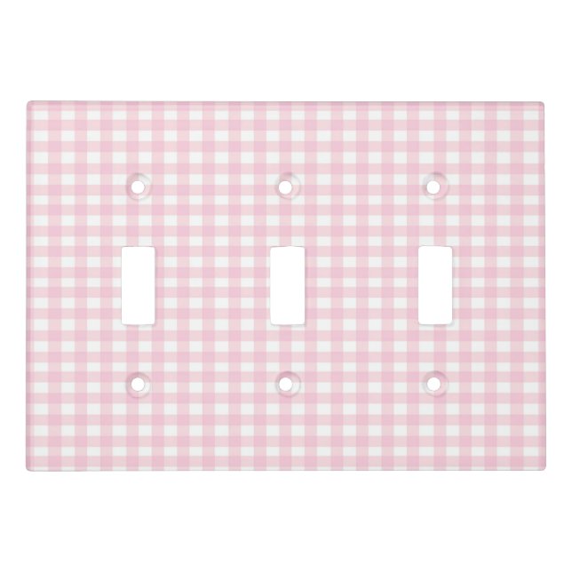 Pink Gingham Light Switch Cover (Front)