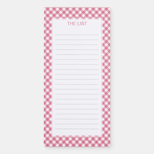 Pink Gingham Magnetic Notepad
