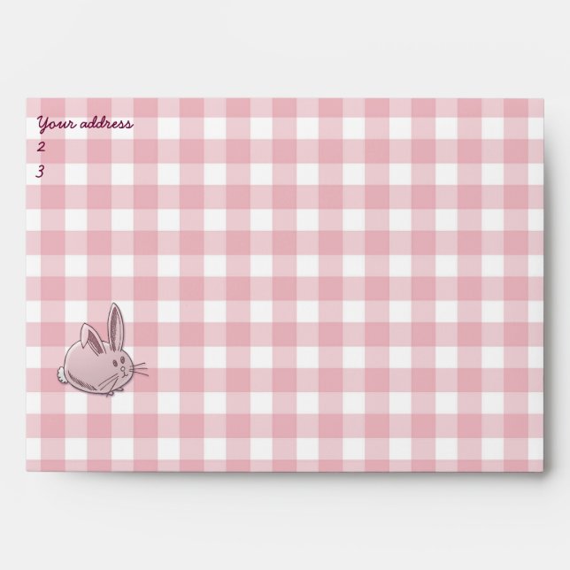 pink gingham mail envelope (Front)