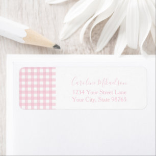 Pink Gingham Monogram Personalized Label