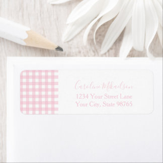 Pink Gingham Monogram Personalized Label