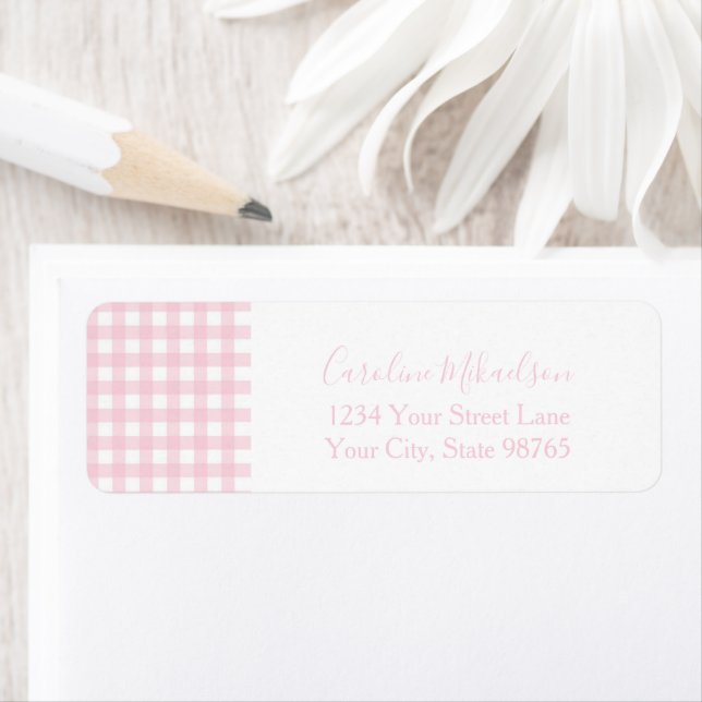 Pink Gingham Monogram Personalized Label (Insitu)
