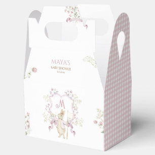Pink Gingham Monogram Peter the Rabbit Baby Shower Favor Boxes