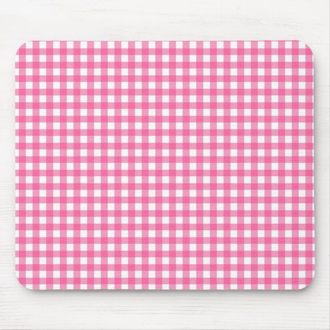 Pink Gingham Mouse Pad (Front)