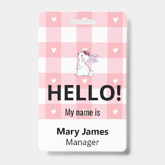 Pink Gingham Name Lanyard | Personalized ID Badge 