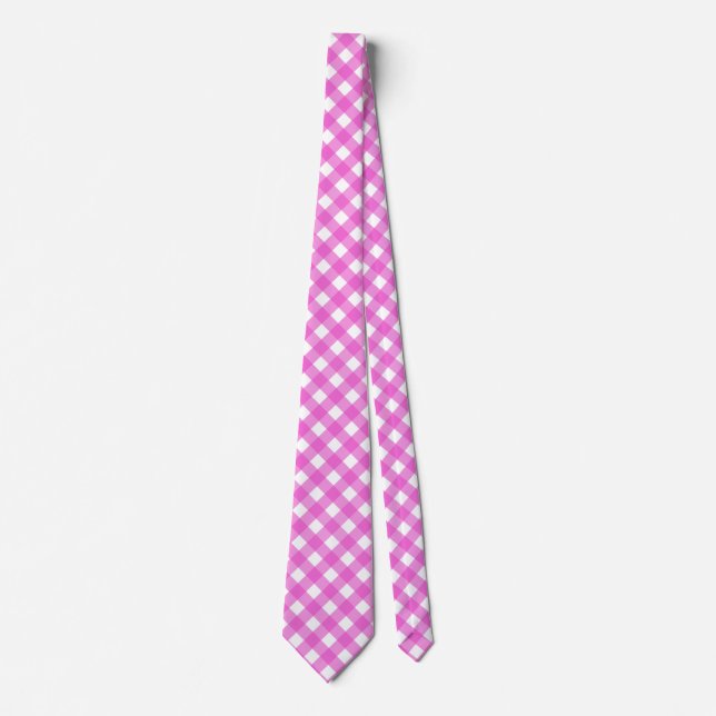 Pink gingham neck tie (Front)