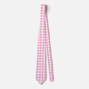 Pink Gingham Neck Tie