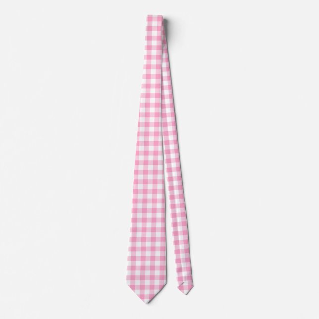 Pink Gingham Neck Tie (Front)