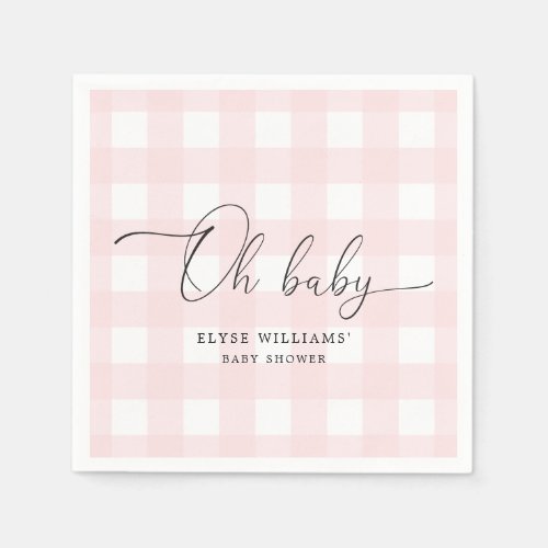 Pink Gingham Oh Baby Paper Napkin