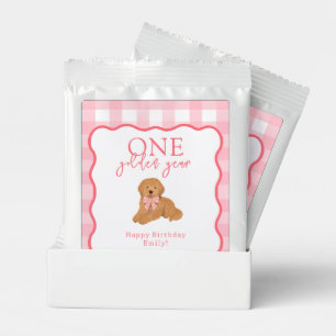 Pink Gingham One Golden Year Girls First Birthday Lemonade Drink Mix