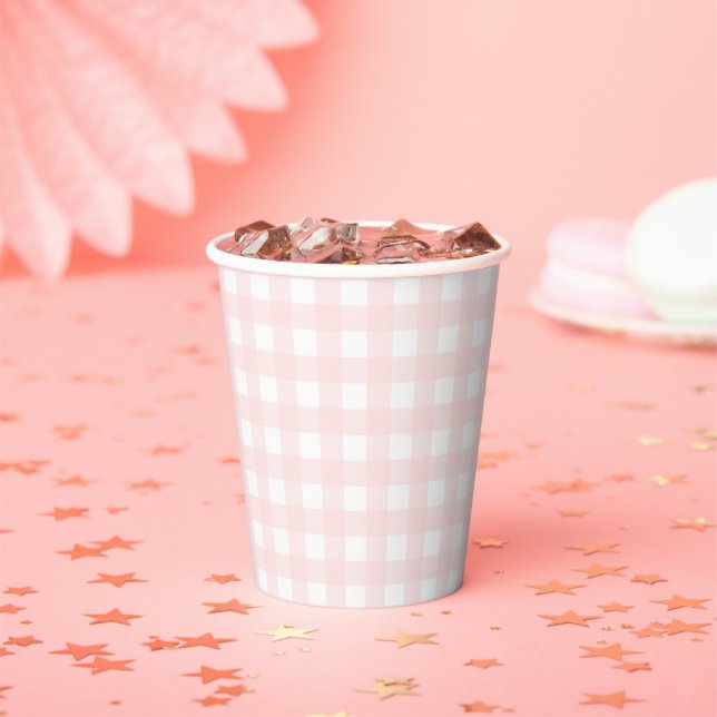 Pink Gingham Paper cup (Insitu)