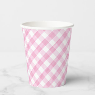 Pink Gingham Paper Cups