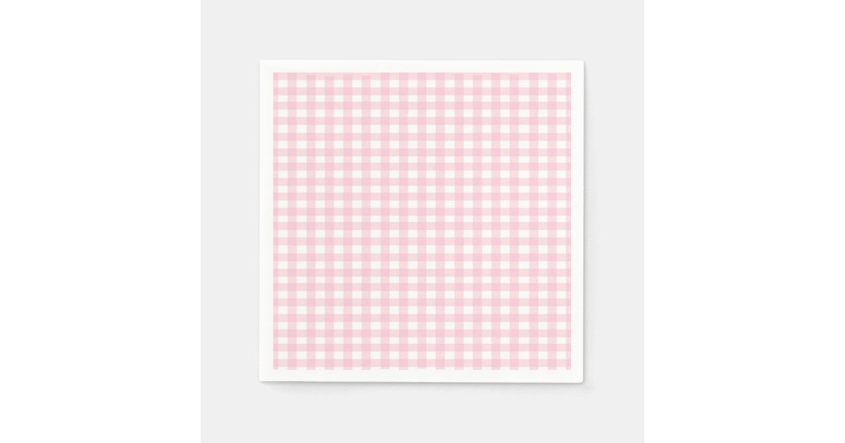 Pink Gingham Paper Napkins Zazzle