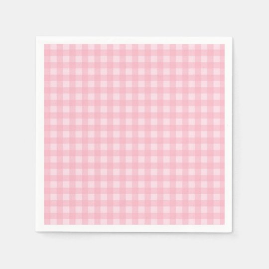 Pink Gingham Paper Napkins