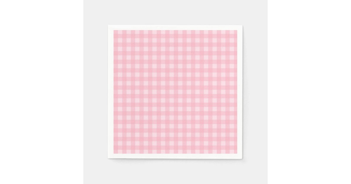 Pink Gingham Paper Napkins Zazzle