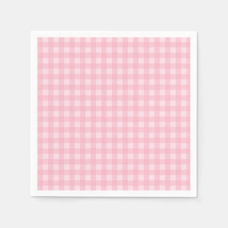 Pink Gingham Paper Napkins Zazzle