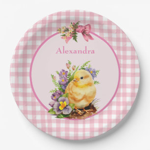 Pink Gingham Paper Plates