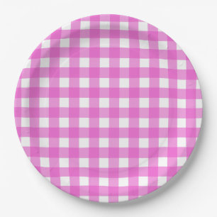 Pink gingham paper plates