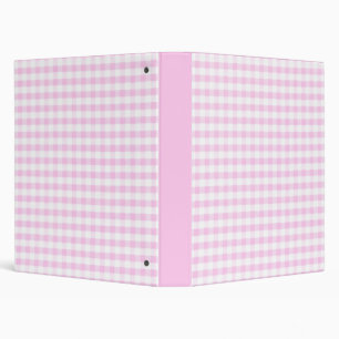 Pink Gingham Pattern 3 Ring Binder