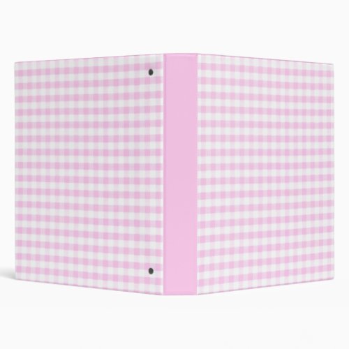 Pink Gingham Pattern 3 Ring Binder