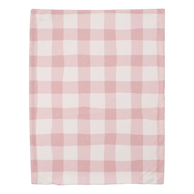 Pink Gingham Pattern Girls Bedding Duvet Cover (Front)