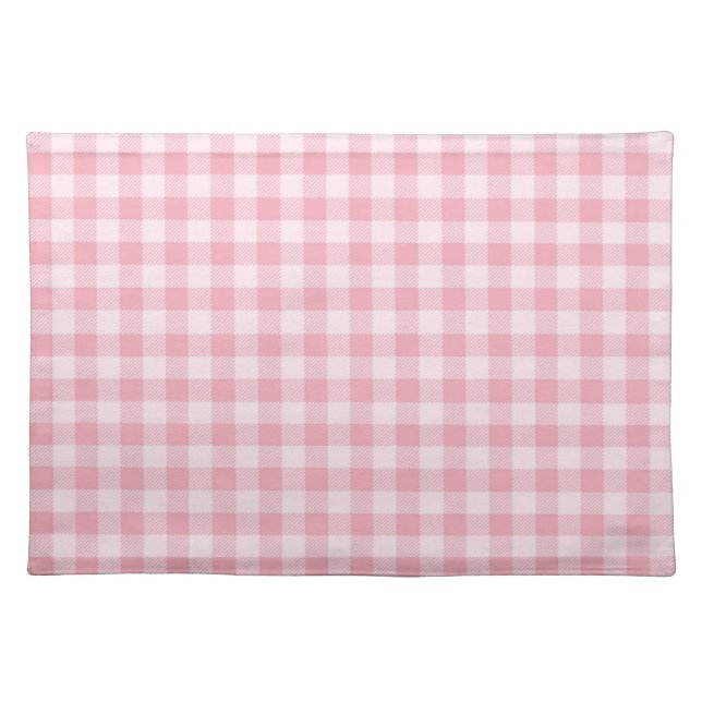 Pink Gingham Pattern Girly Check Plaid Checkered Cloth Placemat (Front)