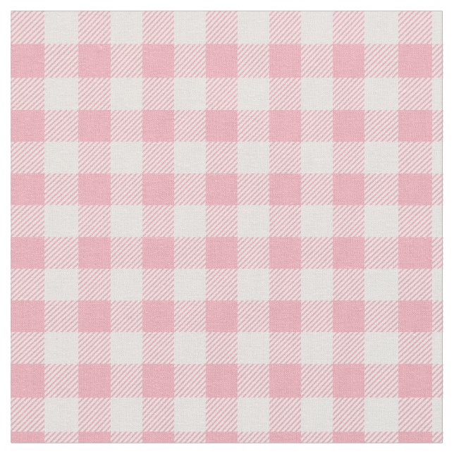 Pink Gingham Pattern Girly Check Plaid Checkered Fabric (Close Up)