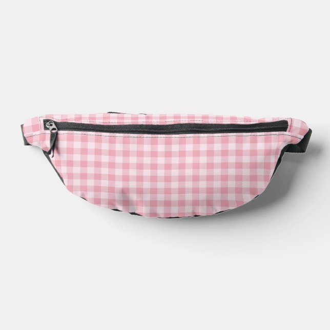 Pink Gingham Pattern Girly Check Plaid Checkered Fanny Pack (Lay Down)