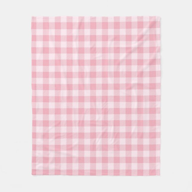 Pink Gingham Pattern Girly Check Plaid Checkered Fleece Blanket (Front)