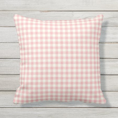 Pink Gingham Pattern Outdoor Pillows