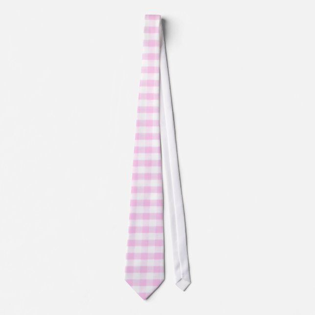 Pink Gingham Pattern Tie (Front)