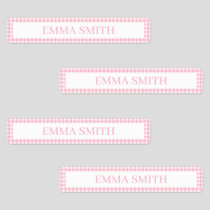 Pink Gingham Personalized Name Kids' Labels