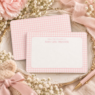 Pink Gingham Personalized Note Card