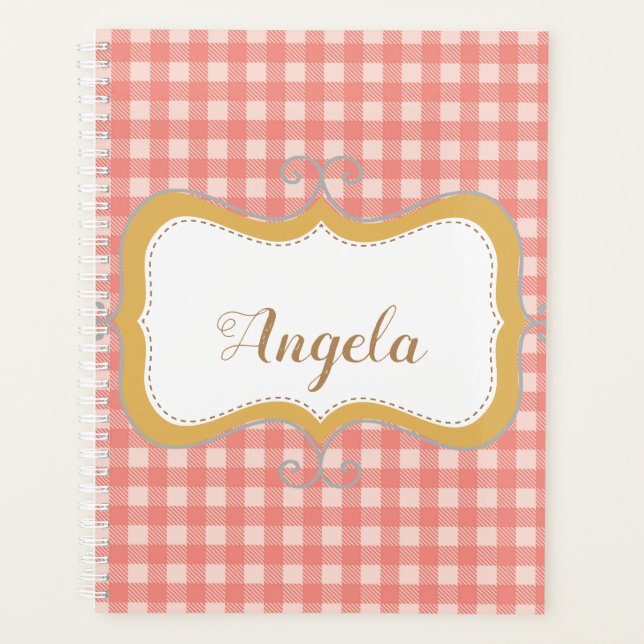 Pink Gingham Personalized Planner (Front)