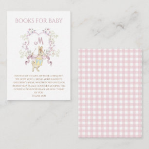 Pink Gingham Peter the Rabbit Baby Shower Books Enclosure Card