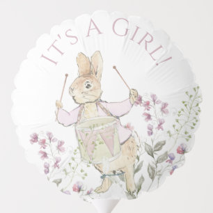 Pink Gingham Peter the Rabbit Monogram Baby Shower Balloon