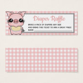 Pink Gingham Piggy Baby Shower Diaper Raffle (Front & Back)