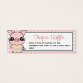 Pink Gingham Piggy Baby Shower Diaper Raffle (Front)