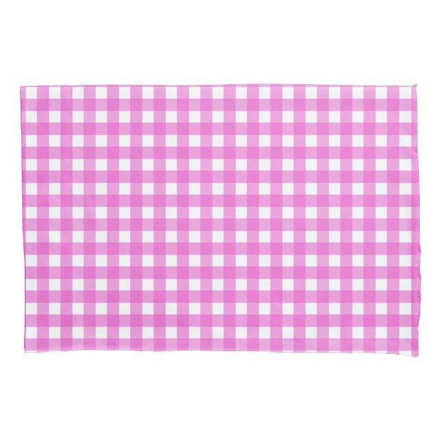 Pink gingham pillow case (Front)