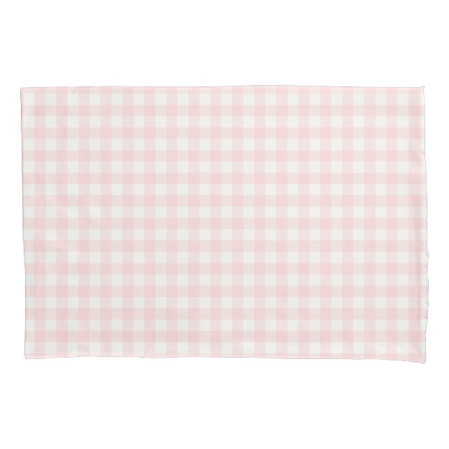 Pink Gingham Pink and White Check Pillow Case (Front)