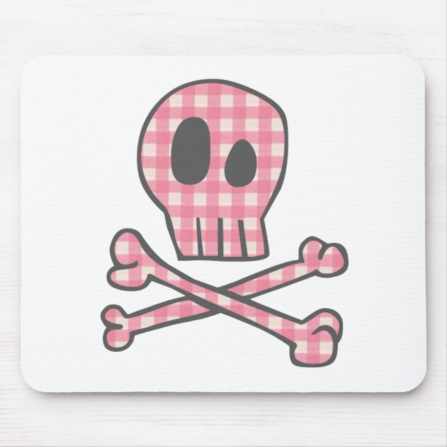 Pink Gingham Pirate Mouse Pad (Front)