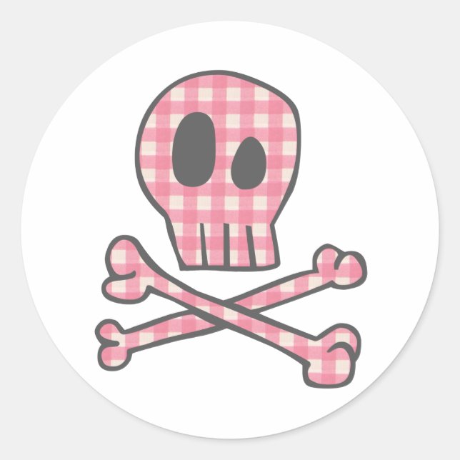 Pink Gingham Pirate Stickers (Front)