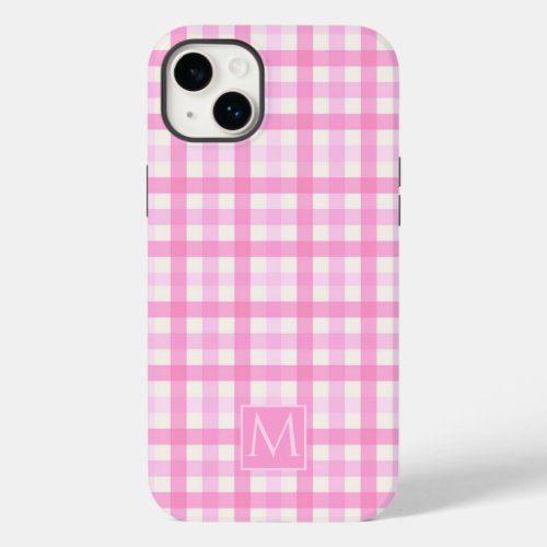 Pink Gingham Plaid Checkered Pattern Case_Mate iPhone 14 Plus Case