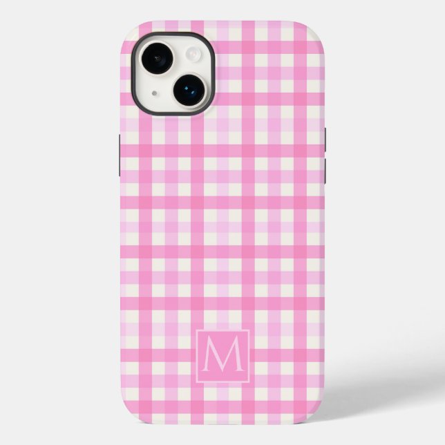 Pink Gingham Plaid Checkered Pattern Case-Mate iPhone Case (Back)
