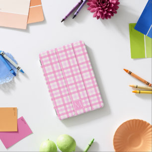 Pink Gingham Plaid Checkered Pattern iPad Mini Cover