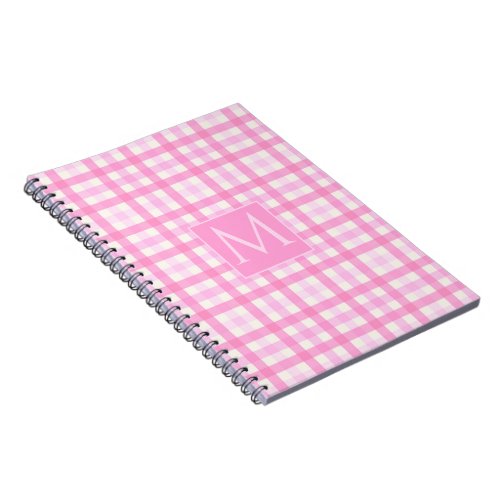 Pink Gingham Plaid Checkered Pattern Notebook