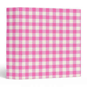 Pink Gingham Plaid Cottagecore 3 Ring Binder